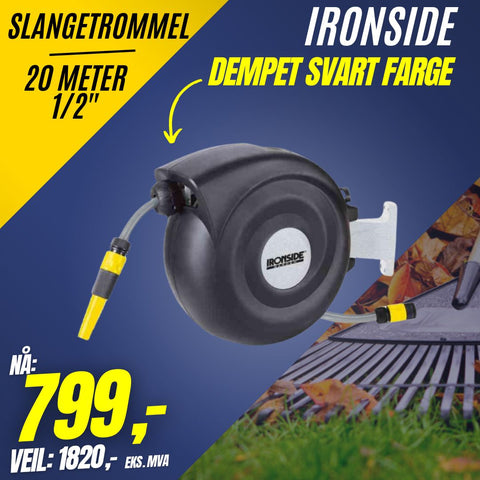 Slangetrommel gul 1/2" Ironside (404659)